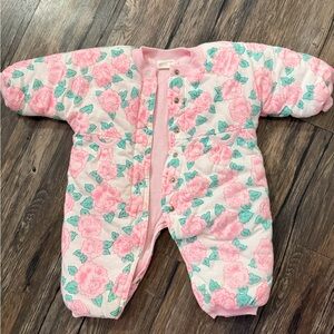 VINTAGE 90’s Floral Pink and Green Kids One Piece